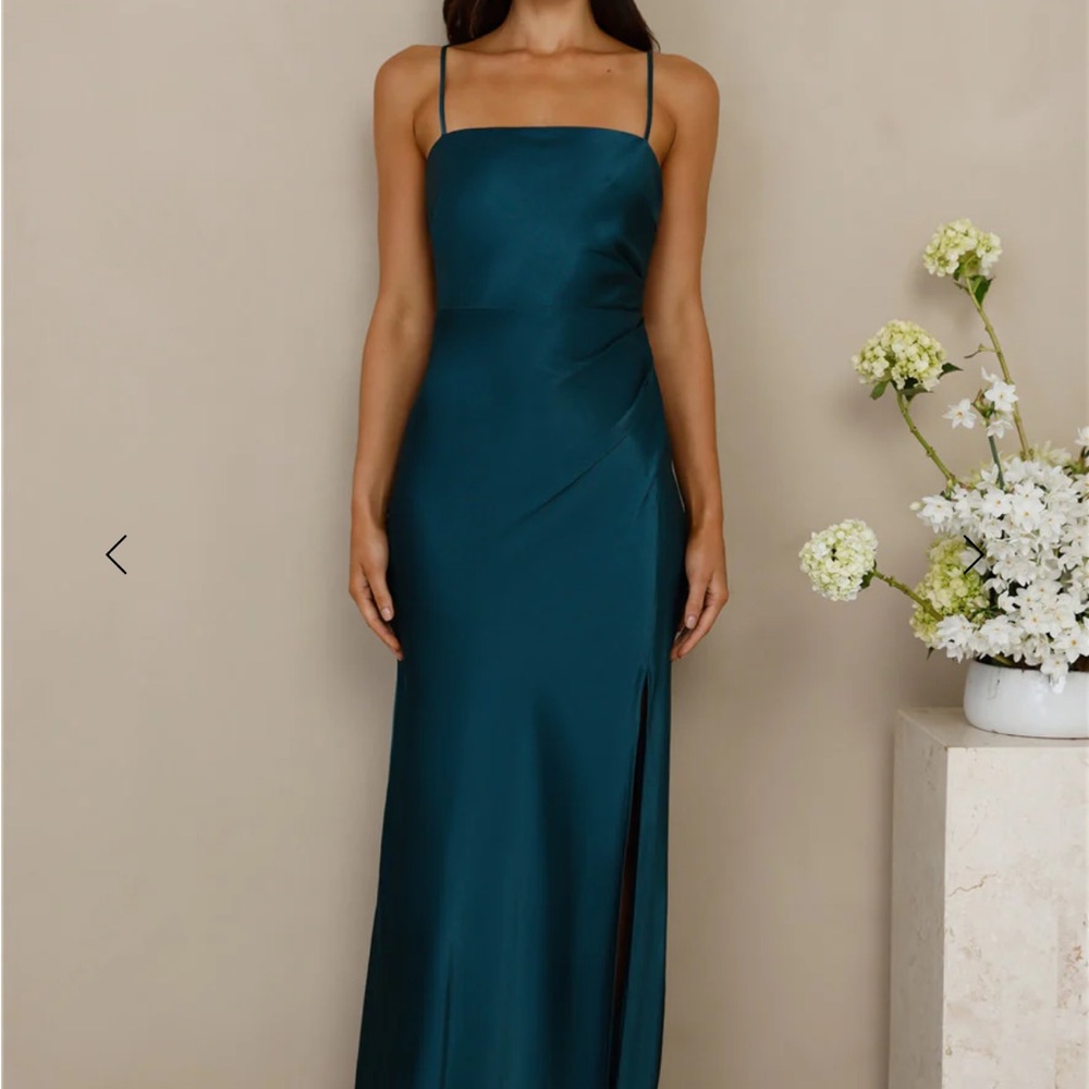 Hello Molly Satin Maxi Dress Teal - Picture 5 of 9